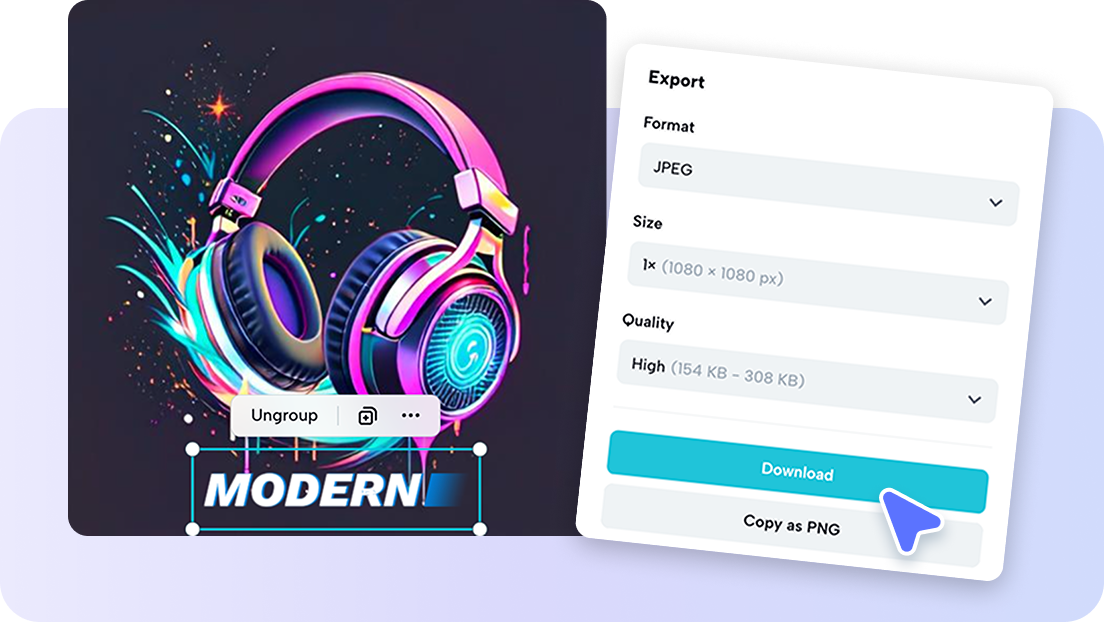 Save your unique logos in high quality